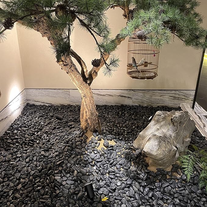 40 lbs Black River Rocks for Landscaping,1-2 Inch Decorative Black Stones Pebbles for Plants, Vase Fillers, Fish Tank and Garden Rocks-PawvioPets