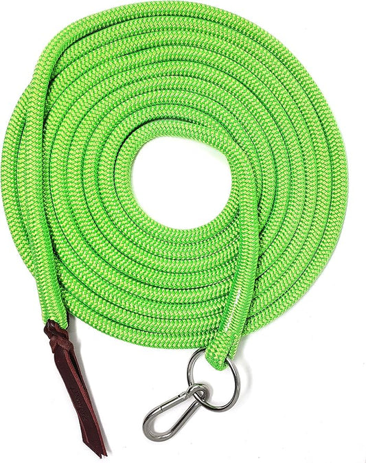22' Long Line with SS O Ring and Carabiner (Neon Green)-PawvioPets