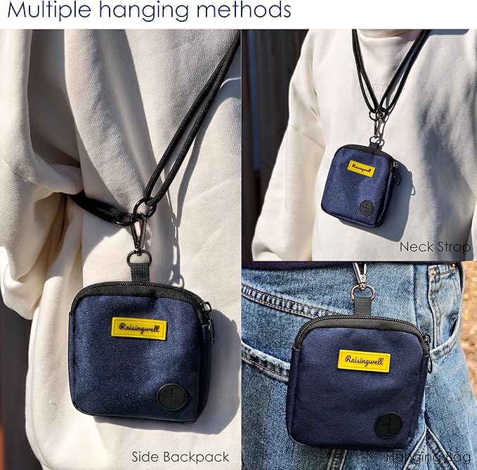 Dog Treat Pouch for Pet Walking and Training with Clicker Poop Bags Small Fanny Zipper Pack Holder for Puppy Snack Dispenser Kit for Leash and Outdoor Use (Blue)-PawvioPets