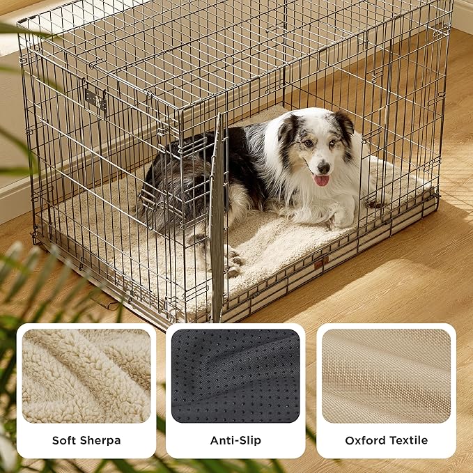 Bedsure XL Dog Bed for Crate - Large Orthopedic Flat Pet Beds with Removable Washable Cover, Egg Crate Foam Crate Mat, Suitable for Pet Up to 90 lbs-PawvioPets
