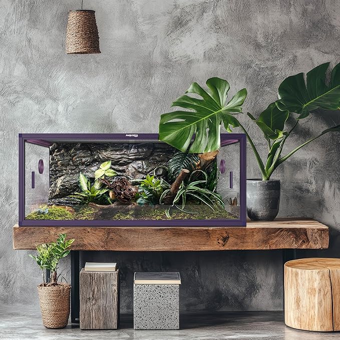 85 Gallon Reptile Tank, Front Opening Snake Tank for Easy Maintenance, Reptile Enclosure with Top Screen Ventilation 48''x24''x18''-PawvioPets