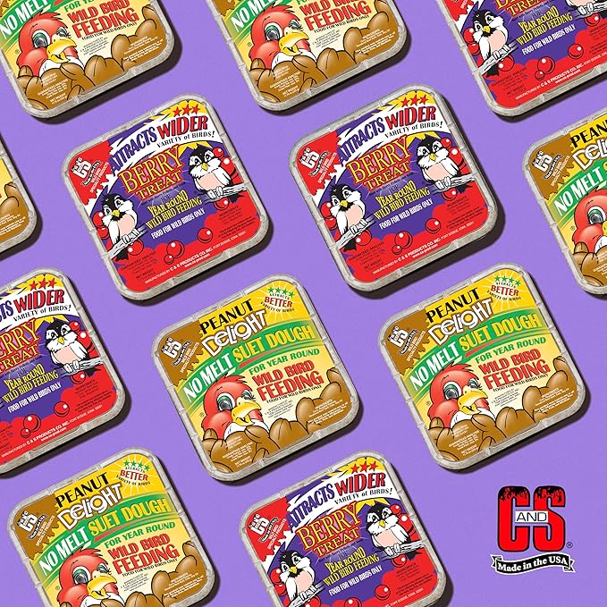 C&S Suet Variety Value Pack, Peanut Delight Dough & Berry Treat 24 Pack-PawvioPets