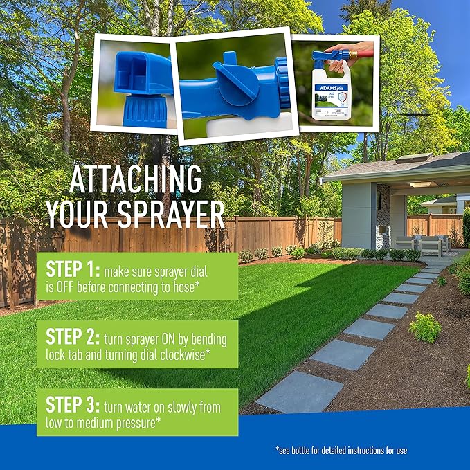 Adams Plus Yard Spray ; Kills Mosquitoes, Fleas, Ticks, Ants, And Many Other Listed Nuisance Pests in Outdoor Areas ; Treats Up to 5,000 Square Feet ; Easy To Use Hose-End Spray ; 32 Fl Oz-PawvioPets