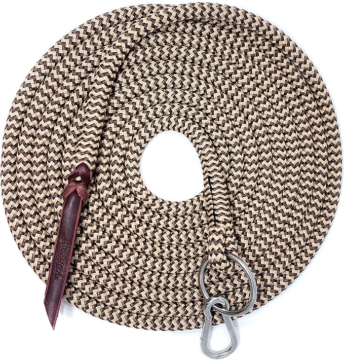 22' Long Line with SS O Ring and Carabiner (Brown Beige)-PawvioPets