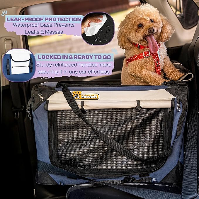 Extra Large Dog Cat Puppy Carrier 24"x16"x16" Foldable Soft Sided Travel Crate Portable Pet Kennel With Cushion Reduces Anxiety Saves Space Easy Vet Visits Secure Triple Entry Mesh Lightweight Durable-PawvioPets