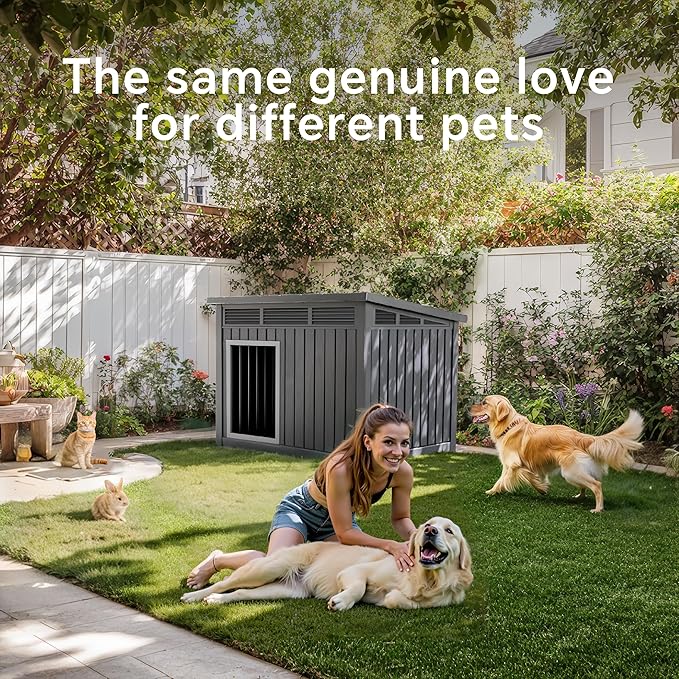 DRATO Dog House for Both Indoor and Outdoor with Weatherproof Roof Removable Floors for Medium to Large Dogs Interior Space (Black, Medium(32.2 * 25.12 * 24.13''))-PawvioPets