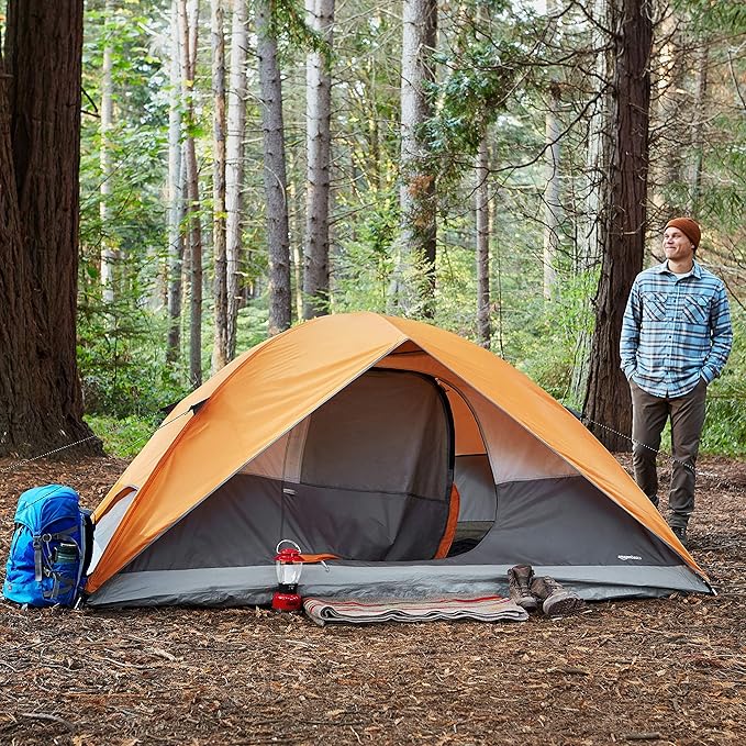Amazon Basics Camping Tent, 3-Season Dome Design with Rainfly-PawvioPets