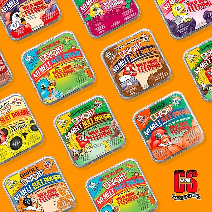 C&S Peanut Butter Delight No Melt Suet Dough, Suet Cakes for Wild Birds, 11.75 Ounces, Pack of 8-PawvioPets