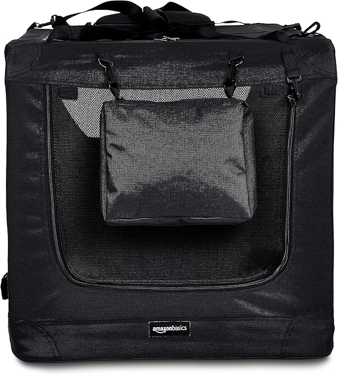 Amazon Basics Folding Portable Soft Pet Dog Crate Carrier Kennel, 36 x 24 x 24 inches, Black-PawvioPets