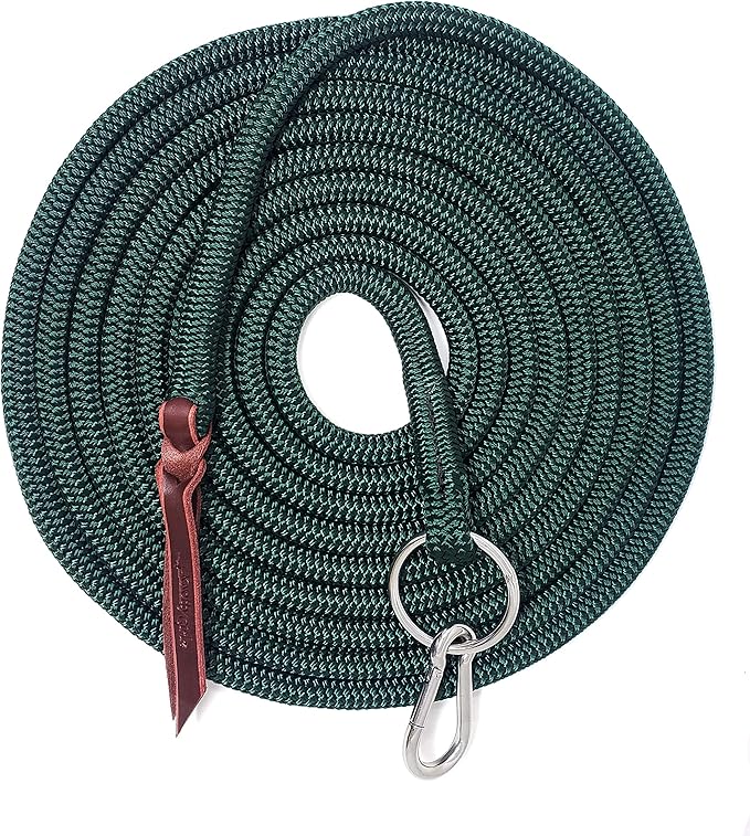 22' Long Line with SS O Ring and Carabiner (Hunter Green)-PawvioPets
