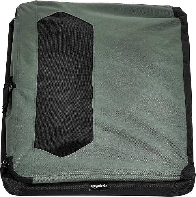 Amazon Basics Folding Portable Soft Pet Dog Crate Carrier Kennel, 42 x 31 x 31 inches, Grey-PawvioPets