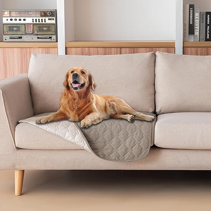 gogobunny 100% Double Sided Waterproof Dog Blanket Soft Pet Bed Cover Reversible Protect Furniture Couch Sofa Car for Puppy Large Dog Cat (Dark Stone/Light Stone, 30x30 Inch (Pack of 1))-PawvioPets