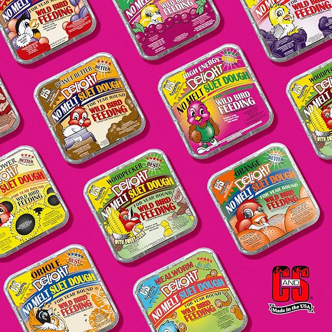 C&S High Energy Delight No Melt Suet Dough, Suet Cakes for Wild Birds, 11 Ounces, Pack of 8-PawvioPets