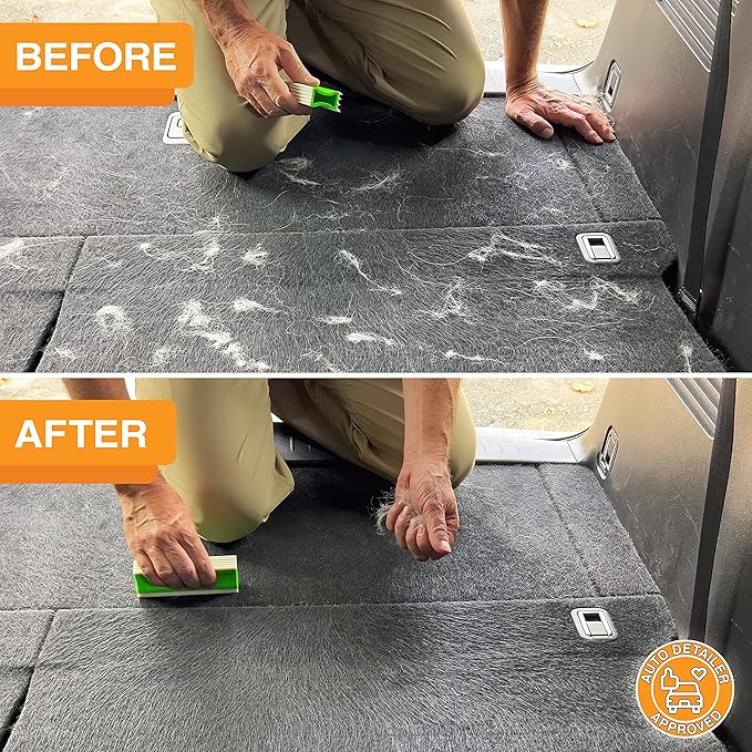 FurDozer X3 MINI Pet Hair Remover & Auto Detailing Tool - Cat & Dog Hair Remover for Carpets, Car Interiors, Couches, Bedding, & Pet Furniture - Reusable Pet Hair Removal Tool for Dog Fur & Lint, 3.5"-PawvioPets