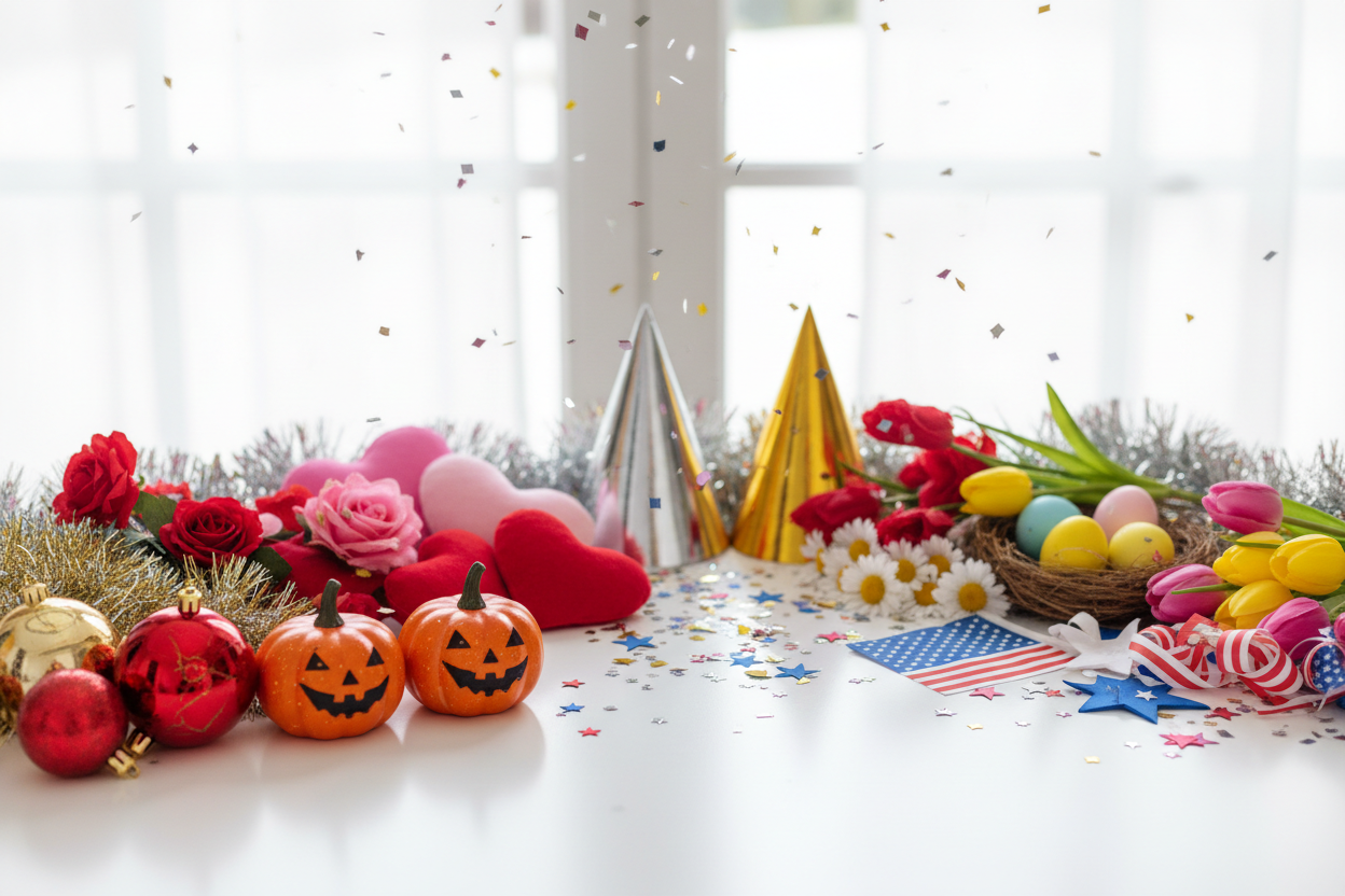 Seasonal & Holiday Supplies

Celebrate every season with festive décor for Christmas, Halloween, Valentine’s Day, New Year, and more. New designs are added regularly to keep your parties fresh and exciting. (make it real photo)